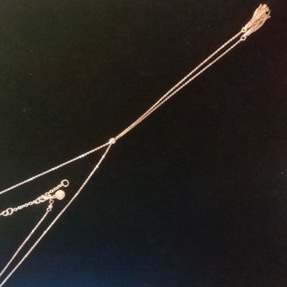 J. Crew lariat necklace with tassels in rose gold 34 inches long